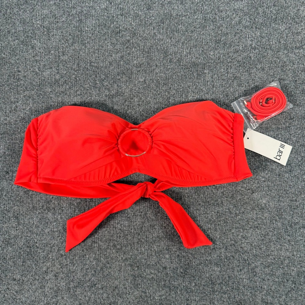 Bar III Womens Red O-Ring Bandeau Bikini Top Detachable Strap MBCS21119 L #4479